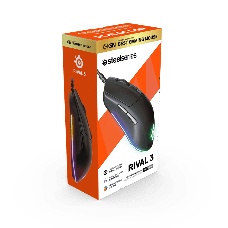 SteelSeries Rival 3 Gaming Mouse - 8,500 CPI TrueMove Core Optical Sensor -  6 Programmable Buttons - Split Trigger Buttons - Brilliant Prism RGB  Lighting 