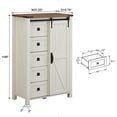 thumbnail image 5 of OKD 5 Drawer Dresser with Sliding Barn Door, Farmhouse Modern Storage Cabinet for Bedroom, Chest of Drawers Wood Organizer for Living Room, Antique White, 5 of 5
