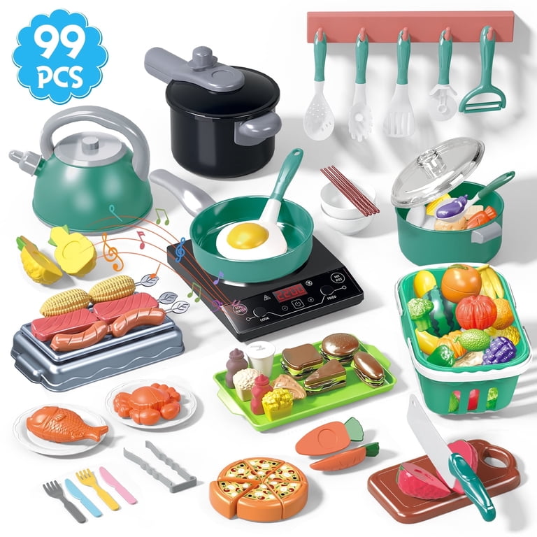 JoyStone 99-Piece Kids Kitchen Playset with BBQ & Cutting Food photo 1