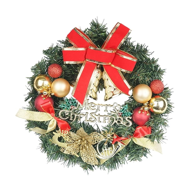 Corona navideña para puerta de entrada, letrero de Feliz Navidad con adorno de bola para interior 30 centímetros