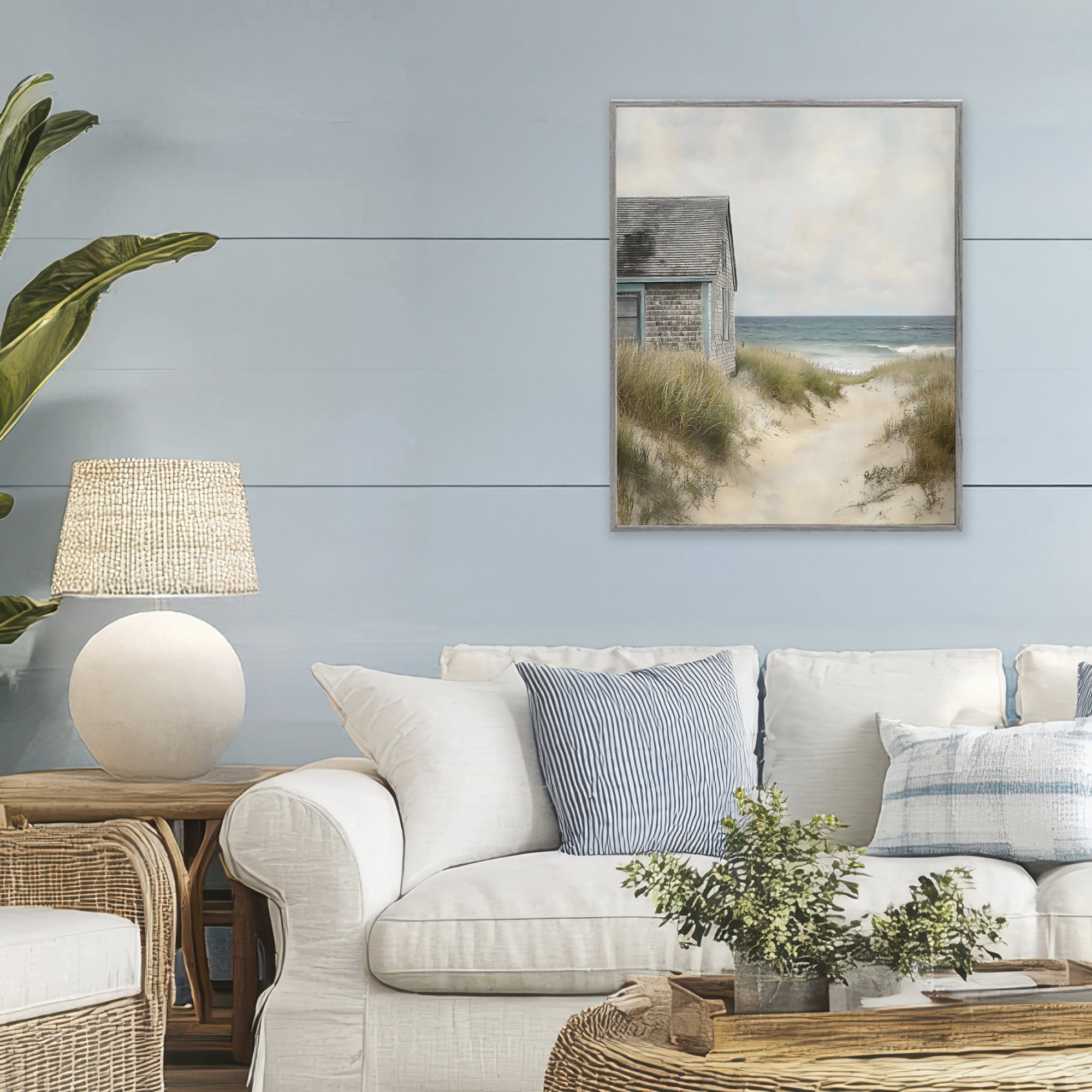 Stupell Industries Oceanfront Cottage on Dune Path Gray Framed Giclee Art, design by Creative Studio