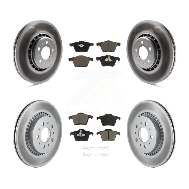 Transit Auto Front Rear Coated Disc Brake Rotors and Ceramic Pads Kit for Car 2003-2014 Volvo XC90 with 336mm Diameter Rotor KGC-101348