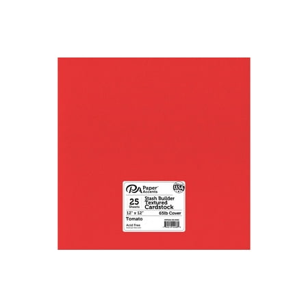 Paper Accents Cardstock 12"x 12" Stash Builder 65lb Textured Tomato 25pc