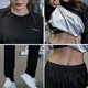 thumbnail image 2 of Traje antisudor para mujer, cuello redondo, manga larga, holgado, conjunto antisudor, cintura elástica, pantalones antisudor, deportes para correr, fiebre del sudor, 2 of 3