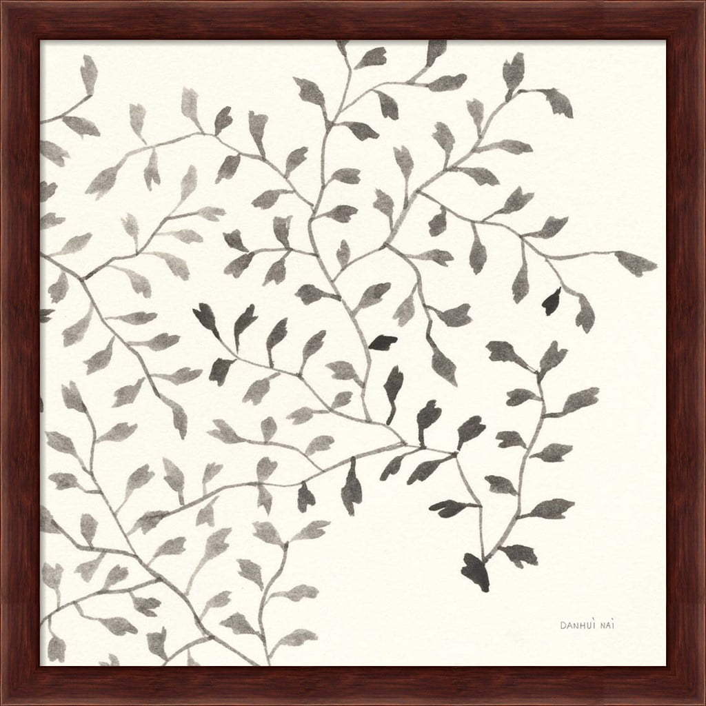 Ink Leaf III Mahogany Framed Wall Art, 13.25" x 13.25"