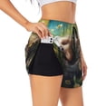 thumbnail image 2 of Bixox Women's Daisy Sleeping Sloth pattern 2 in 1 Running Shorts - Lightweight Athletic Workout Gym Yoga Shorts Liner with Pockets - XX-Large, 2 of 5