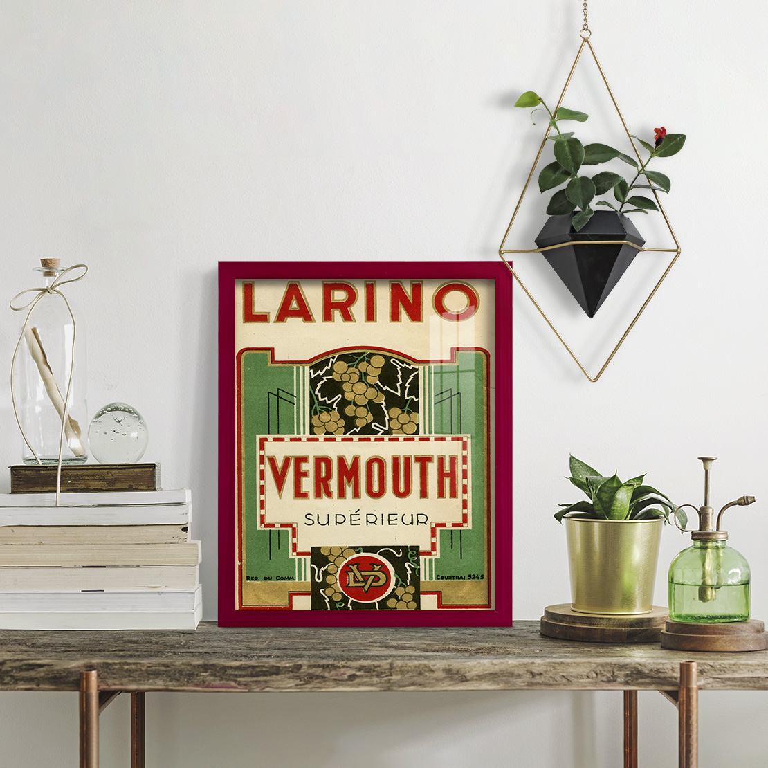 Larino Vermouth -Framed Print w/glass-Cherry Red