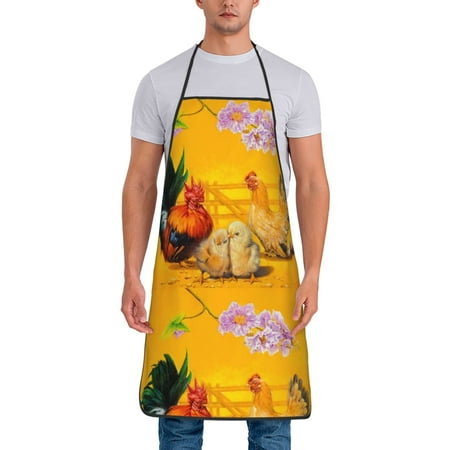 

Gaeub The Chicken Family Print Apron for Men and Women Waterproof Apron for Cooking Dishwashing Lab Butcher Dog Grooming