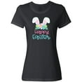 thumbnail image 3 of Inktastic Happy Easter with Bunny Ears and Flowers Women's T-Shirt, 3 of 5