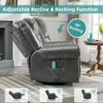 thumbnail image 7 of MEETWARM Massage Swivel Rocker Recliner, Manual Glider Rocking Recliner Chair with Heat and Vibration, 360°Swivel Lounge Reclining Chair with Remote Control/USB Ports for Living Room(Gray), 7 of 7