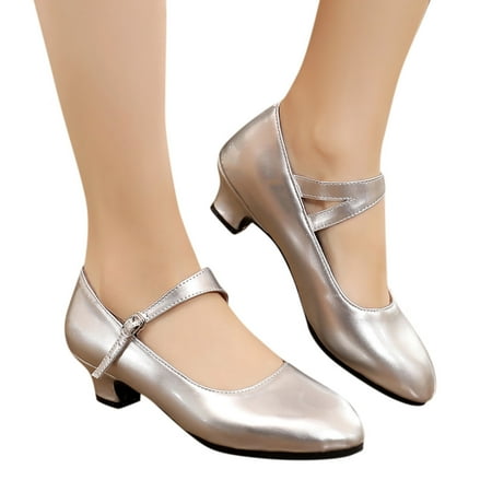 

TOYFUNNY Womens Leather Latin Dance Shoes Buckle Sandals Dance Shoes Small Leather Shoes