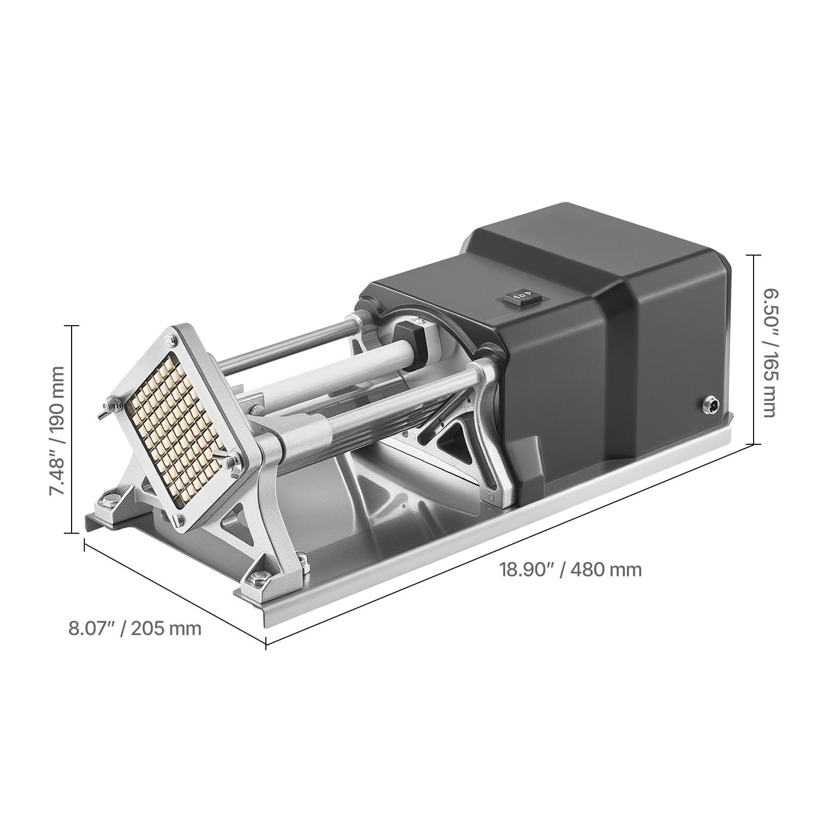 Commercial French Fry Cutter, Electric Vegetable Chopper, 3 Interchangeable Blades (1/4", 3/8", 1/2"), 420J2 Stainless Steel, 4 Suction Feet, for Restaurants & Home Kitchen