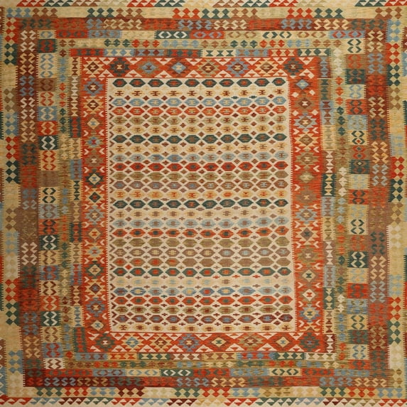 Ahgly Company Indoor Square Contemporary Mahogany Brown Patchwork Area Rugs, 6' Square