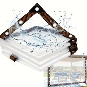 1pc Heavy-Duty Transparent Rainproof & Windproof Tarpaulin with Seal Ring - Thick Cover Suitable for Outdoor Garden, Chicken Coop, Camping, Car Awning, Roof Leaks Repair - Heavy Rain & Wind