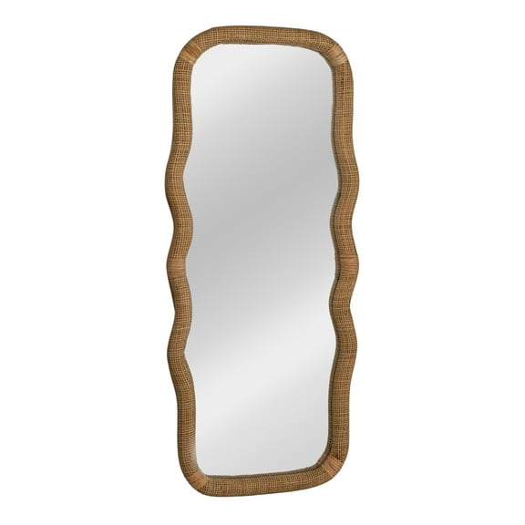Creative Co-Op Wavy Rectangle Handwoven Rattan Cane Wall Mirror, Natural