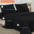 thumbnail image 3 of CCNY 600 TC Egyptian Cotton Bed Sheets, Luxurious Soft for Hotel Quality 4Pc Sheet Set - 1 Fitted Sheet, 1 Flat Sheet & 2 Pillowcases 18 Inch Deep Pocket (California King-Black Solid), 3 of 8