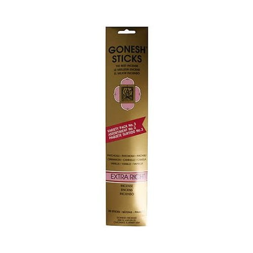 Gonesh - Incense Sticks - VARIETY PACK #3 EXTRA RICH - 20 Stick Pack