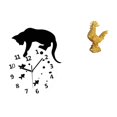 thumbnail image 1 of Reloj de pared de cristal decorativo con diseño de gato, escultura de pollo, figura de gallo, estatua de animal de resina, adecuado para sala de estar, 1 of 8