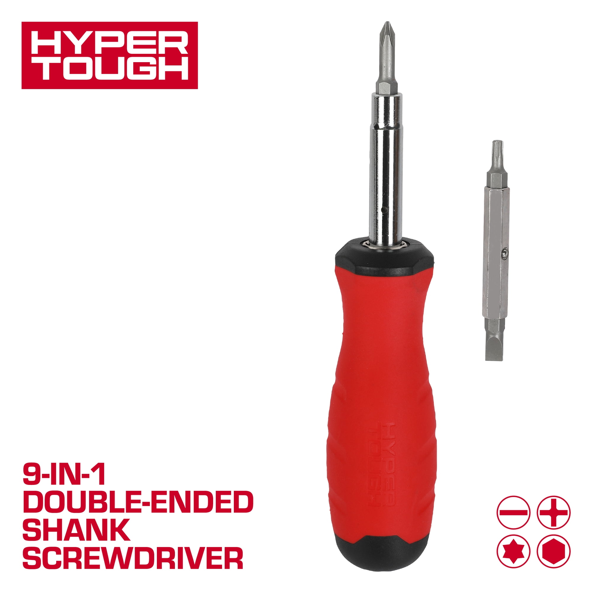 Hyper Tough 9-in-1 Screwdriver with Dual Material Tri-Oval Comfort Grips
