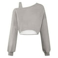 thumbnail image 7 of Womens Crop Sweatshirts Long Sleeve Cold Shoulder Pullover Loose Solid Color Workout Casual Strappy Tops (XL, Gray), 7 of 7