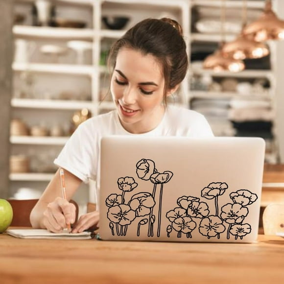 Flower Computer Sticker Plants Tablet PC Decor Sticker Vinyl Flower Laptop Decal Funny DIY Art Stickers Waterproof Vinyl Decal for Notebook Laptop Luggage Window Art Sign