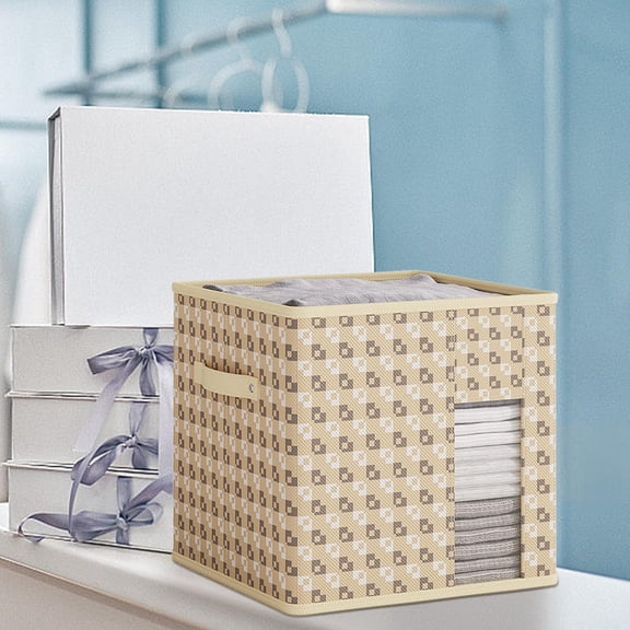 Fabric Storage Drawers - Stackable Desktop Organizer Bin, 12-Inch Non-Woven Cube Storage for Closet, Office, Bathroom, Gray/Beige