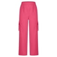 thumbnail image 5 of WCMZJ Women's High Waisted Cargo Pants Baggy Trendy Hiking Parachute Pants with Pockets Y2K Cargo Trousers Hot Pink XL, 5 of 6