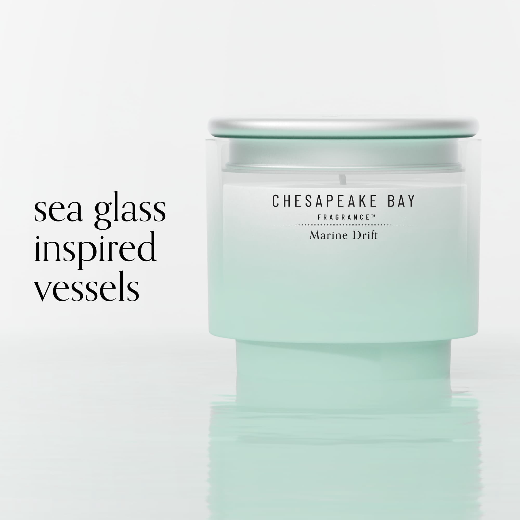 Chesapeake Bay Candle 4.5oz | Marine Drift Scent |Exclusive Mood Evoking Fragrance |Sea Glass-Inspired Jar | Premium Soy Blend Wax with Essential Oils | Coastal Fragrance for Home Décor or Gifting