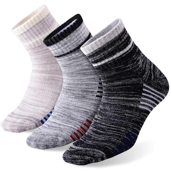 FEIDEER 3-Pack Men's Hiking Walking Athletic Socks Wicking Cushioned Quarter Sports Socks (18103-XXL)