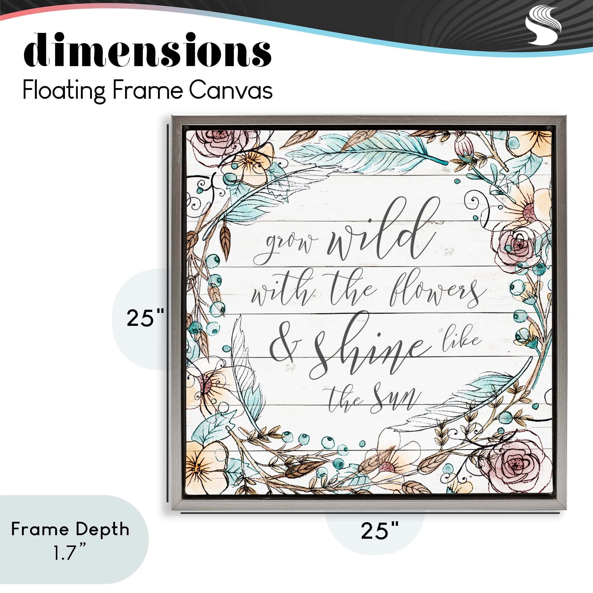 Stupell Industries Grow Wild With Flowers Gray Framed Floater Canvas Wall Art, design by SD Graphics Studio