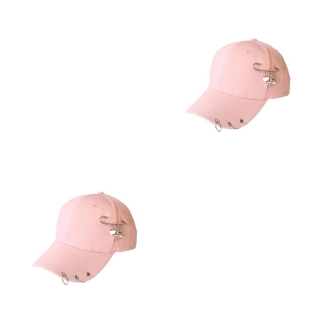 Guardoinrt Adjustable Belt Baseball Cap With Ring Decor Stay Fashionable And Comfortable Pin Pink 2Set