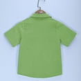 thumbnail image 6 of QQAMB Boys Girls Shirts Cotton Linen Button Down Lapel Summer Trendy Comfy Solid Color Short Sleeve Blouse Shirts with Pocket,Green,11 Years, 6 of 7