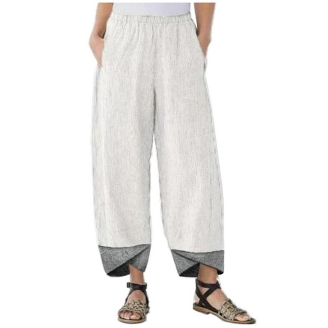 Women Fashion Light Linen Pants Women with Zipper Pockets Women Elastic Drawstring Running Pants for Women plus Size Women Short Dress Pants Wide Pants And Striped Leg Warmers Womens plus Pants Women