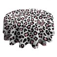 thumbnail image 4 of Pink Leopard Butterfly Pattern Round Tablecloth 60"x60",Wrinkle Wipeable Table Cloth for Kitchen Dining Room Picnic Patio Party, 4 of 6