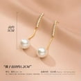 thumbnail image 2 of K-KED 925 Sterling Silver Pearl Crystal Drop Stud Earrings Womens Jewellery Gift New-GOLDEN, 2 of 6