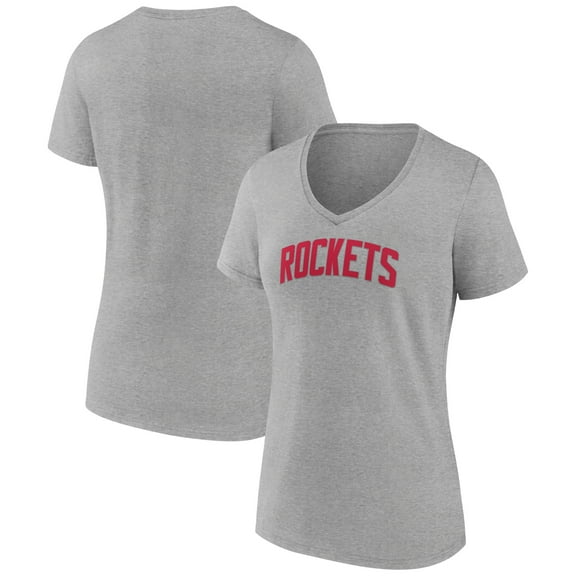 Women's Heather Gray Houston Rockets Alternate Logo V-Neck T-Shirt