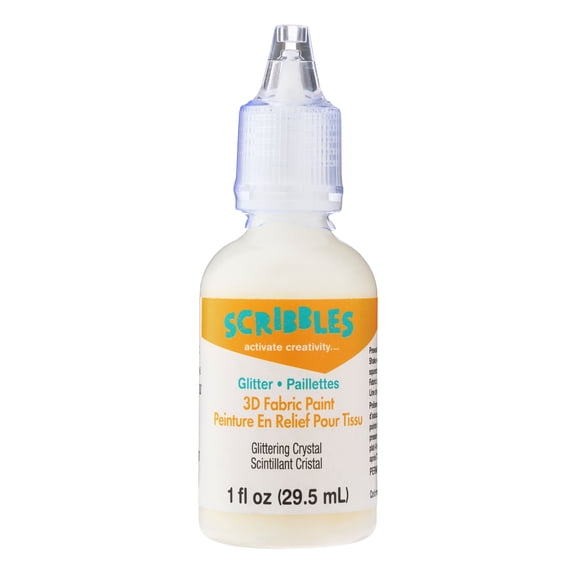 Scribbles Glitter 3D Fabric Paint, 12 Pack