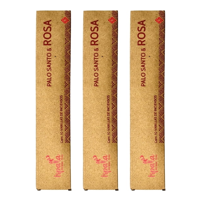 Incienso Aromático Artesanal Palo Santo y Rosa Romance 100% Vegano para Hogar, Oficina y Meditación 3 PACK