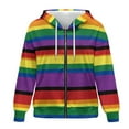 thumbnail image 4 of Renewold Rainbow Stripes Womens Full Zip Up Sweatshirts Hoodie Pullover Fleece Jackets Long Sleeve Oversized Sweatshirt Jackets Tops Dropped Shoulder Hooded Sweaters with Plus Size, M, 4 of 7