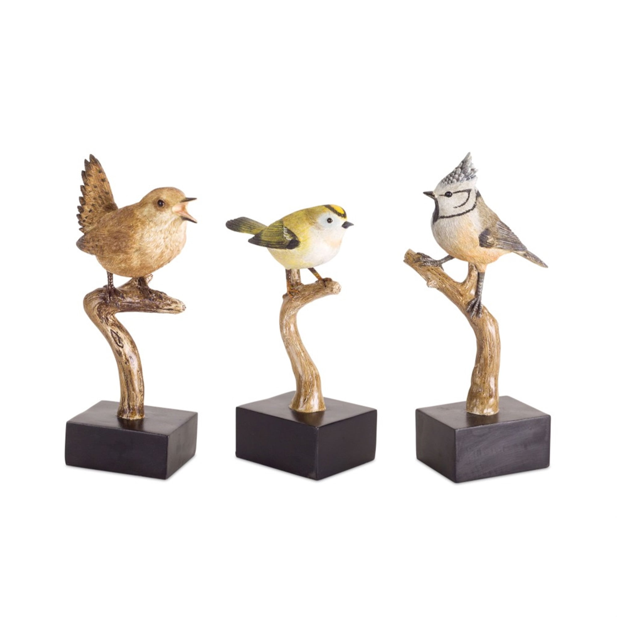 Bird on Branch (Set of 3) 7.75"H, 8.75"H, 9.25"H Resin