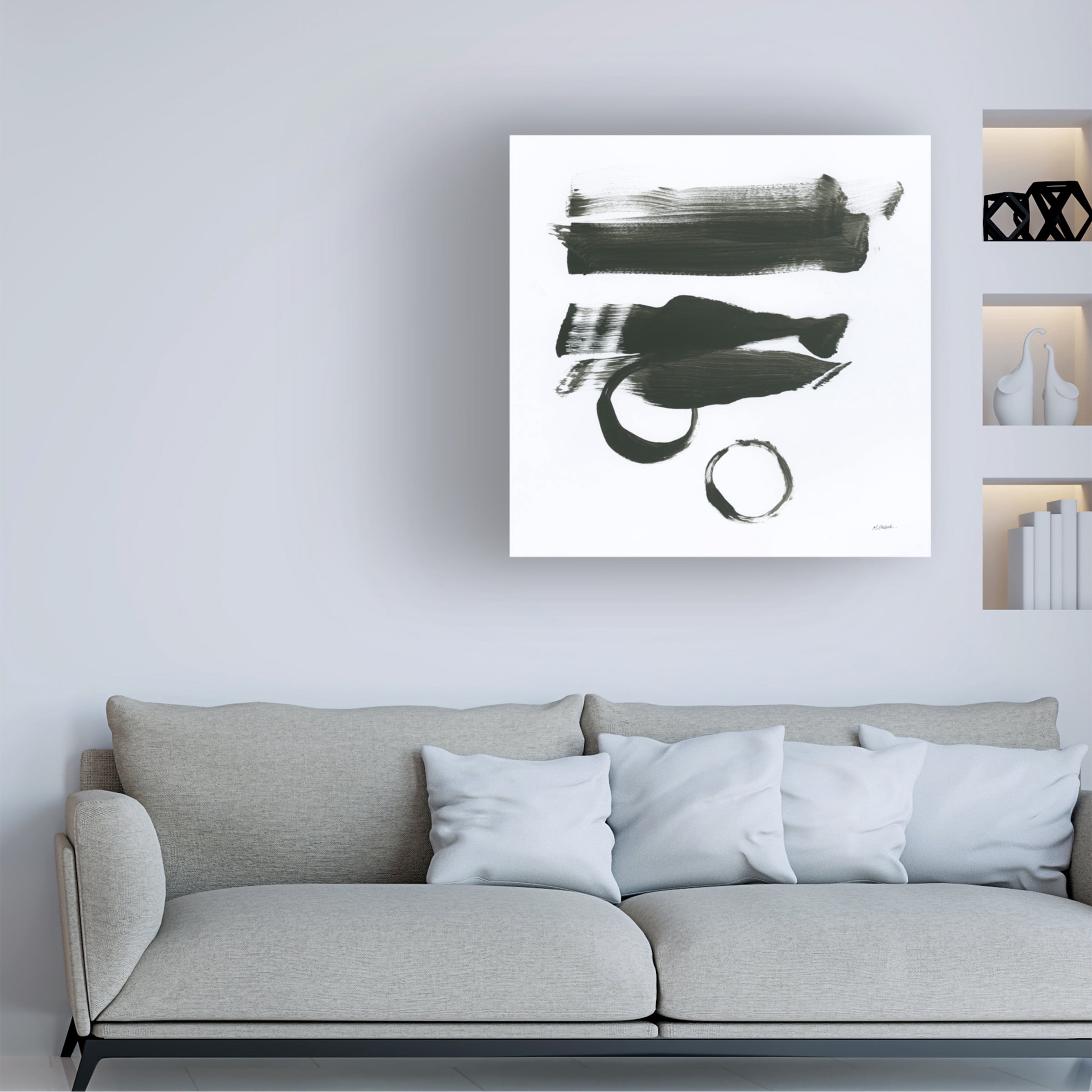 Mike Schick 'Gold and Black Element XVI' Canvas Art