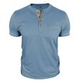 thumbnail image 3 of SWSMCLT Men's Breathable Henley Shirt Fall Cotton Loose Button Date Patch Pocket Home Tee Casual T Shirt Comfy Chic Blue 3X-Large, 3 of 5