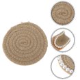 thumbnail image 3 of Unique Bargains 1 Pc Round Pearl Heat Insulation Mat Drink Coaster Khaki Cotton rope, 3 of 5