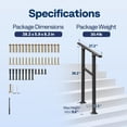thumbnail image 3 of SPECSTAR 2-Pack Hand Rails for Outdoor Steps, 2-3 Steps Galvanized Steel Railing, for Porch, Deck, or Indoor Stairs, 3 of 8