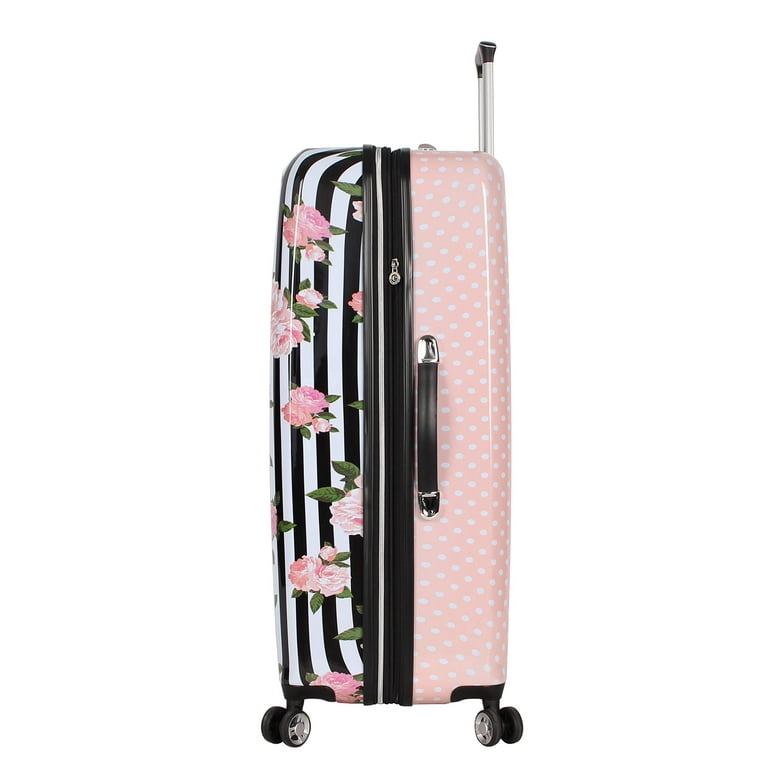 Betsey Johnson Stripe Roses 3 Piece Luggage Set
