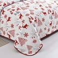 thumbnail image 5 of Christmas Quilt Set King Size Reindeer Xmas Tree Quilt Snowflake Bedspread Festival Coverlet 108×92", 5 of 9