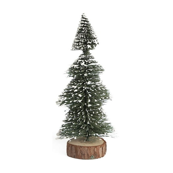 Christmas Decorations Mini Christmas Trees, Artificial Christmas Tree Bottle Brush Trees with Glitter Powder Wooden Base for Christmas Decor Christmas Party Home Table