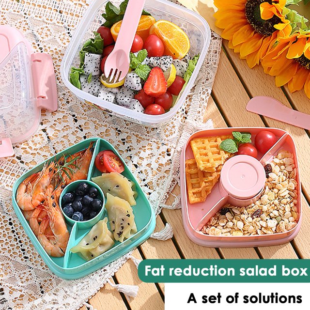 Visland Lunch Box Convenient Cleaning Portable Good Sealing Large Capacity Storing Fruit PP Material Double-layer Salad Box School Supply