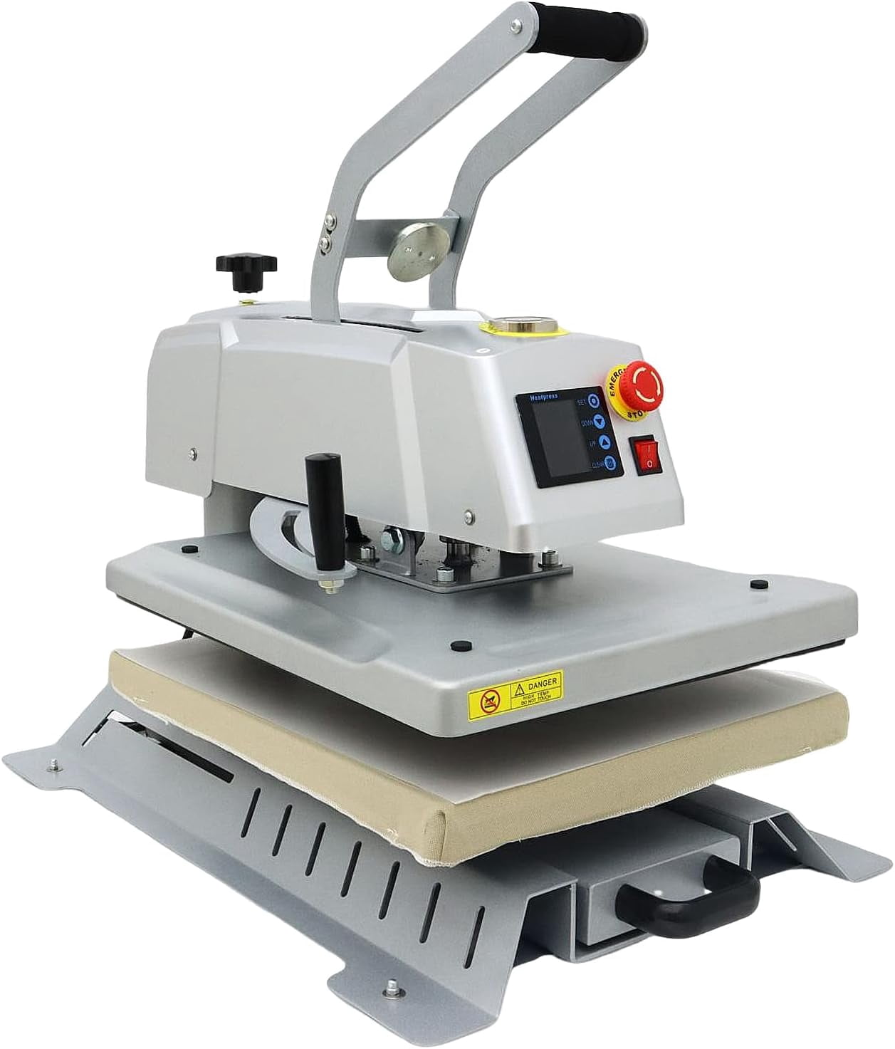 PreAsion Magnetic Semi-Auto Heat Press Machine with LCD Screen T-Shirt Printing 16x20in Pressure Setting 110V