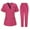 Hot Pink, variant on Sentmoon Nurse Uniforms Women Set Fashion Tops for Women Trendy and Dress Pants Short Sleeve V Neck Summer Outfits for Women Relaxed Solid Color Blouses for Women for Nurse for Summer Outfits